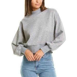 NWT Socialite Grey Mock Neck Textured Sweatshirt Size M